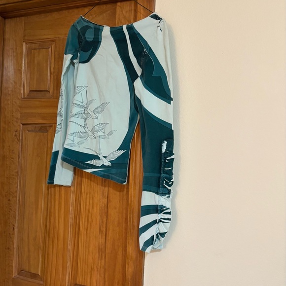 Elegant Blue Bird Pattern shirt vintage Y2K - Picture 9 of 11